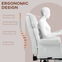 HOMCOM Ergonomic Office Chair, height-adjustable 48-56 cm, reclining backrest, footrest, White(m-4)