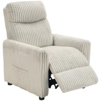 HOMCOM Poltrona Relax Reclinável Manual Estofada em Veludo com Apoio para Pés 73x86x100 cm Creme(m-1)
