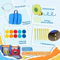 Outsunny 4 in 1 pentru copii Tobogan de apa Bounce House tobogan, trambulina, piscina, pentru copii de 3-8 ani(m-5)
