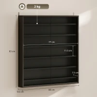 HOMCOM Six Shelf Display Cabinet, with Glass Doors - Black(m-3)