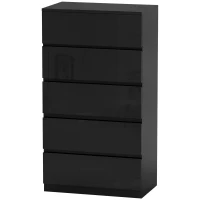HOMCOM Cassettiera 5 Cassetti in Legno, Comò per Camera da Letto Moderno e Multiuso, 55x34x100 cm, Nero(m-11)