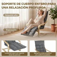 HOMCOM Butaca de Salón Tapizada en Lino con Reposapiés con Balanceo Suave Respaldo Alto Asiento Amplio Gris(m-6)