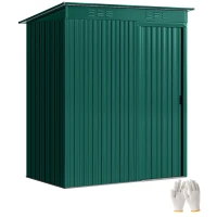 Outsunny Căsuță de Grădină din Metal cu Guri de Aerisire și Ușă Glisantă, 159x106x181 cm, Verde(m-11)