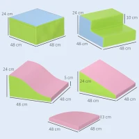 HOMCOM 6 Piece Soft Play Equipment for Kids Climb and Crawl, Pink(m-3)