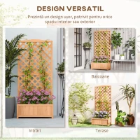 Outsunny Jardinieră cu Spalier pentru Plante Cățărătoare și Bază Largă, din Lemn de Brad, 76x36x170 cm, Maro(m-4)