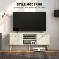 HOMCOM Mobile TV Fino a 50" con 2 Cassetti Removibili e 2 Ripiani Aperti, 110x29x46.5cm, Color Legno Beige(m-4)