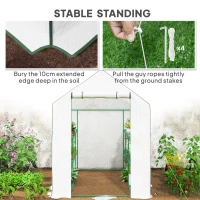 Outsunny Walk-in Greenhouse with 3 Tier Shelves, Outdoor Green House Garden Grow House with Reinforced PE Cover, Roll-up Door and Mesh Windows, 140 x 213 x 190cm, White(m-7)