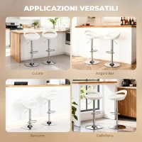 HOMCOM Set 2 Sgabelli da Bar Girevoli con Poggiapiedi, Altezza Regolabile Base in Acciaio Seduta in ABS, Bianco(m-7)
