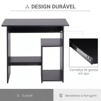 HOMCOM Birou PC Modern din Lemn cu Raft pentru Unitatea Centrală și Spațiu pentru Tastatură Glisantă, 80x45x75 cm, Negru(m-6)