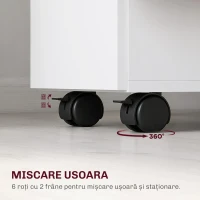 HOMCOM Masă dreptunghiulară extensibilă cu 2 sertare și un dulap din lemn, 140x76x74 cm, alb și lemn natural(m-7)