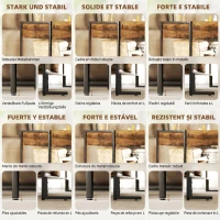HOMCOM Masă de Cafea Ridicabilă cu Compartiment Ascuns și Raft Inferior în Stil Industrial, Maro(m-7)