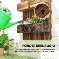 Outsunny Fioriera Verticale a Doghe con 3 Vasi Rimovibili, in Legno di Abete, 60x16x80 cm, Marrone Bruciato(m-7)