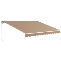 Outsunny Tenda da Sole per Esterno Avvolgibile a Bracci con Apertura a Manovella, 350x250 cm, Marrone(m-11)