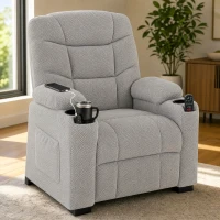 HOMCOM Elektrischer Relaxsessel mit Massage & Wärme, leisem Motor und Memory-Funktion, Grau(m-8)
