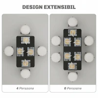 HOMCOM, Masă Extensibilă, Expandabilă de la 120-160 cm cu Picioare, din MDF, Oțel, 160x70x75cm, Negru(m-4)