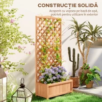 Outsunny Jardinieră cu Spalier pentru Plante Cățărătoare și Bază Largă, din Lemn de Brad, 76x36x170 cm, Maro(m-7)