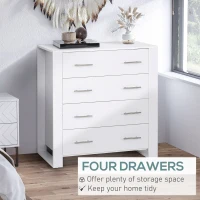 HOMCOM Bedroom Furniture Set, Drawer Chest and Nightstand, Modern White(m-4)