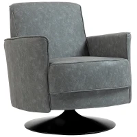 HOMCOM Upholstered Swivel Accent Chair with Thick Padding, Grey(m-1)