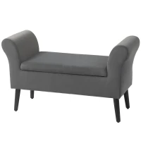 HOMCOM Polsterbank mit Stauraum, Truhenbank mit Armlehnen, 46 cm Sitzhöhe, samtartiges Polyester, 111,5 x 41 x 65 cm, Dunkelgrau(m-11)