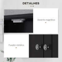 kleankin Armário de Parede para Casa de Banho com 2 Portas Prateleira Aberta e 2 Gavetas Estilo Moderno 50,8x17,8x66 cm Preto(m-6)