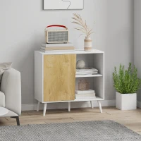 Credența Modernă HOMCOM cu Dulap și Compartiment de Depozitare, în Lemn, 80x39x76 cm, Alb(m-10)