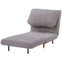 HOMCOM Fotoliu Pat Reclinabil 2 în 1 cu Șezut Extra-Large, Efect Catifea, Gri(m-12)