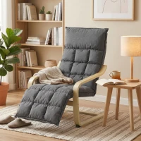 HOMCOM Butaca de Salón Tapizada en Lino con Reposapiés con Balanceo Suave Respaldo Alto Asiento Amplio Gris(m-8)