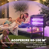 Outsunny Lampă Anti-țânțari cu Plasă de Protecție 45x18x90 cm, Neagră(m-7)