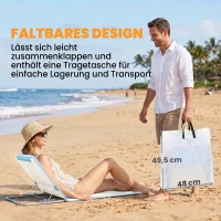 Outsunny Strandliege Sonnenliege Gartenliege, klappbar, verstellbare Rücklehne, Seitentasche, 48 cm x 134 cm x 33-43 cm, Beige(m-7)