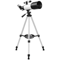 Outsunny Telescop Astronomic 70mm cu 2 Lentile Oculare și Adaptor Smartphone, 80x80x135 cm, Alb și Negru(m-1)