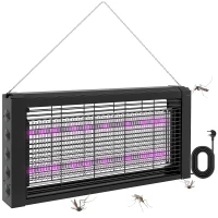 HOMCOM Lampă Antițânțari pentru Interior 8W cu Lanț și Plasă de Protecție, 49x6x25 cm, Neagră(m-11)