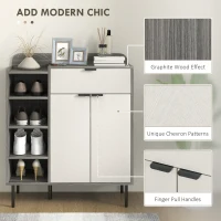 HOMCOM Modern and Minimal 12 Shoe Storage Cabinet - Grey/White(m-4)