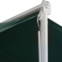 Outsunny Store Double Pente 4 x 3 m Manuel rétractable Inclinaison réglable métal Polyester imperméabilisé Vert foncé(m-8)