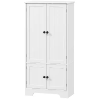 HOMCOM Mobile Credenza da Cucina a 4 Ante con 2 Armadietti e Ripiano Regolabile, 58.2x30x123 cm, Bianco(m-11)