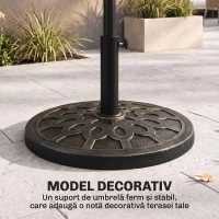 Outsunny Bază rotundă pentru umbrelă, pentru stâlpi de Ø38 și Ø48 mm, din rășină și oțel, Ø45 cm, bronz(m-5)