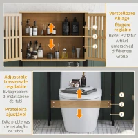 HOMCOM Mobilă deasupra WC-ului cu dulap 2 uși cu șipci și raft deschis, 60x21,5x172cm, culoare lemn(m-7)
