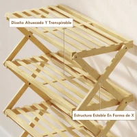 HOMCOM Zapatero Estrecho de Bambú Zapatero Vertical Plegable de 4 Niveles Sin Instalación Natural(m-7)
