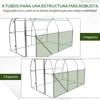 Outsunny Invernadero de Túnel 3x2x2 m con Puerta y Ventanas Invernadero de Jardín con Cubierta de PE y Metal Galvanizado Verde(m-8)