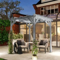 Outsunny 2 x 2m Wooden Pergola Kit, Decorative Garden Gazebo Shelter with Stable Structure for Climbing Vines, Flowers, Grey(m-10)