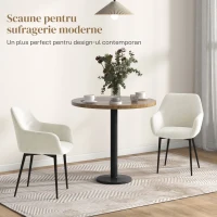 HOMCOM Set 2 Scaune de Dining Nordice Tapițate cu Brațe Curbate din Material Catifelat, 54x57x80 cm, Crem(m-7)