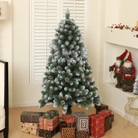 HOMCOM 5ft Snow-Dipped Artificial Pine Christmas Tree(m-10)