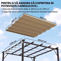 Outsunny Acoperiș pentru Gazebo Pergolă cu 10 Orificii de Drenaj din Poliester, 250x255 cm, pentru Pergolă 3x3 m, Maro Deschis(m-4)