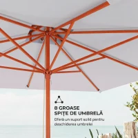Outsunny Parasol de Grădină 3x3m cu 8 Stecche din Bambus și Acoperiș Parasol cu 2 Nivele, Gri(m-12)