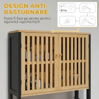 HOMCOM Mobilă deasupra WC-ului cu dulap 2 uși cu șipci și raft deschis, 60x21,5x172cm, culoare lemn(m-8)