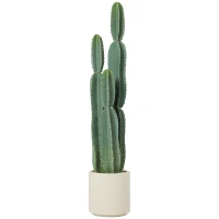 HOMCOM Pianta Artificiale di Cactus con 3 Steli in EVA, Vaso in PP, Decorazione per Soggiorno, 25x25x111 cm, Verde(m-9)