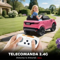 AIYAPLAY Mașinuță Electrică pentru Copii Licență Land Rover cu Faruri LED, Claxon și Telecomandă, 105x68.5x58 cm, Roz(m-7)