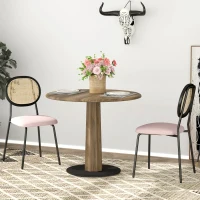 HOMCOM Pack de 2 Sillas de Comedor con Respaldo de Ratán Sintético y Marco de Acero para Salón 44x54x87 cm Rosa y Negro(m-10)
