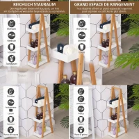 Kleankin Raft de baie cu 3 polițe din MDF și bambus, 30x18x81cm, culoare lemn și gri(m-4)