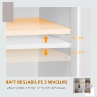 HOMCOM Bufet de Bucătărie din Lemn cu 3 Uși, Rafturi Reglabile, Stil Minimalist Nordic, 90 x 30 x 90 cm, Alb(m-5)