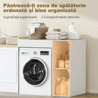 HOMCOM Dulap deasupra mașinii de spălat cu 2 rafturi deschise, autoportant, 96x60x95 cm, alb(m-4)